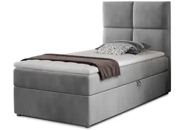 Boxspring YERN 90x200 cm, světle šedá látka