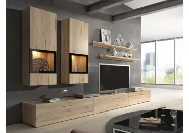 BRODIE obývací stěna, dub san remo světlý