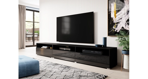 BRODIE televizní stolek, černý supermat/černý lesk