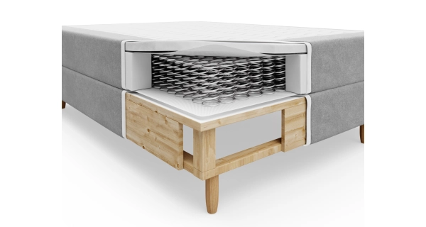 Čalouněná postel CAVELL 1, 90x200 cm, šedá látka DOPRODEJ