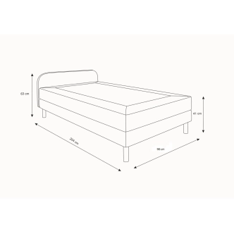 Čalouněná postel CAVELL 2, 90x200 cm, šedá látka