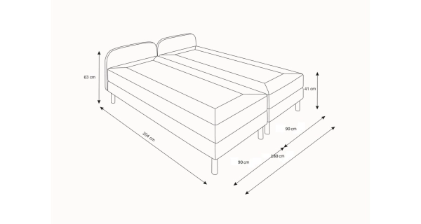 Čalouněná postel CAVELL 2, 90x200 cm, šedá látka