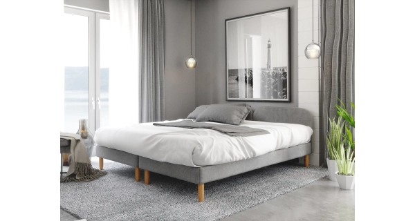 Čalouněná postel CAVELL 2, 90x200 cm, šedá látka