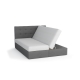Čalouněná postel CESMIN 160x200 cm, šedá se vzorem/krémová