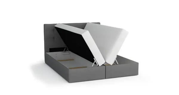 Čalouněná postel CESMIN 180x200 cm, krémová se vzorem/hnědá