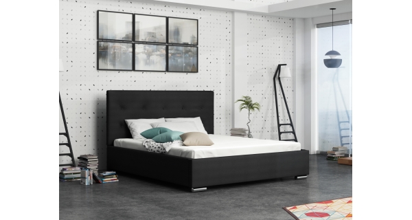 Čalouněná postel DANGELO 1 140x200 cm, černá látka