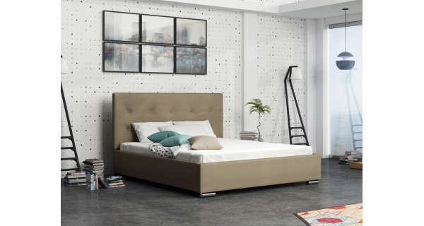 Čalouněná postel DANGELO 1 160x200 cm, béžová látka
