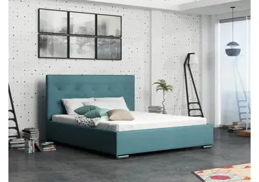Čalouněná postel DANGELO 1 160x200 cm, modrá látka