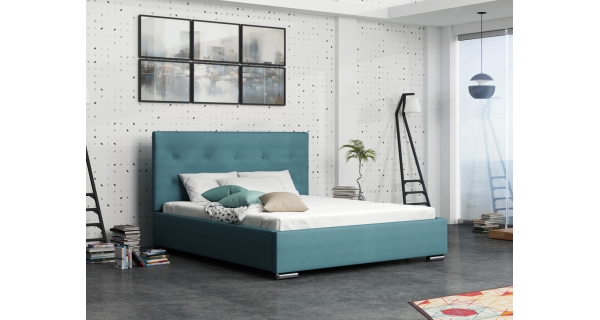Čalouněná postel DANGELO 1 160x200 cm, modrá látka