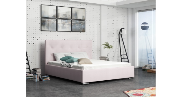 Čalouněná postel DANGELO 1 160x200 cm, růžová látka
