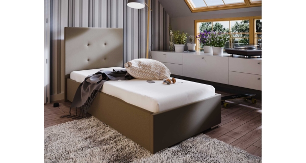 Čalouněná postel DANGELO 1 90x200 cm, béžová látka