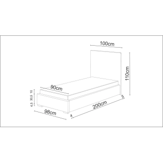 Čalouněná postel DANGELO 1 90x200 cm, černá látka