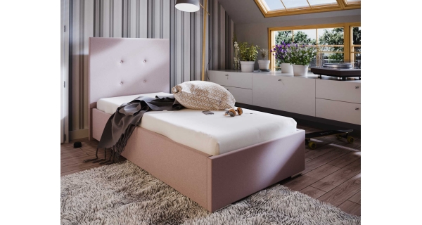 Čalouněná postel DANGELO 1 90x200 cm, růžová látka