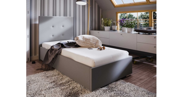 Čalouněná postel DANGELO 1 90x200 cm, šedá látka