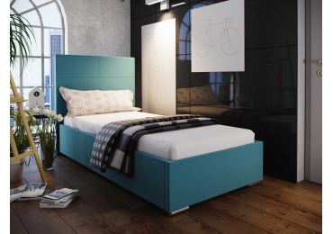 Čalouněná postel DANGELO 4 90x200 cm, modrá látka