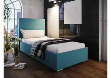 Čalouněná postel DANGELO 4 90x200 cm, modrá látka