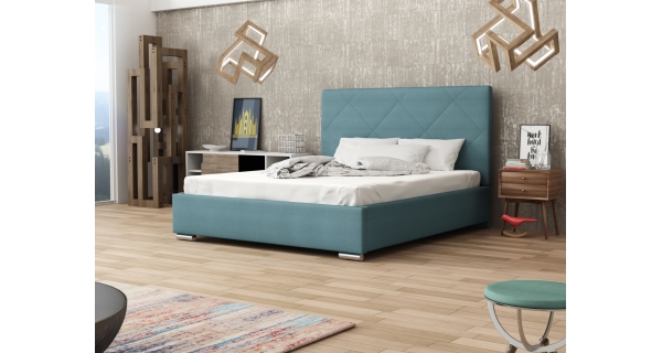 Čalouněná postel DANGELO 5 180x200 cm, modrá látka