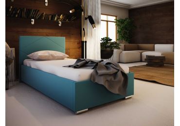 Čalouněná postel DANGELO 5 90x200 cm, modrá látka