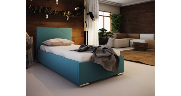 Čalouněná postel DANGELO 5 90x200 cm, modrá látka