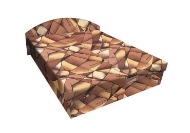 Čalouněná postel GUEREZ 140x200 cm, hnědožlutá látka