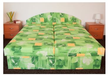 Čalouněná postel GUEREZ 160x195 cm, zelená látka