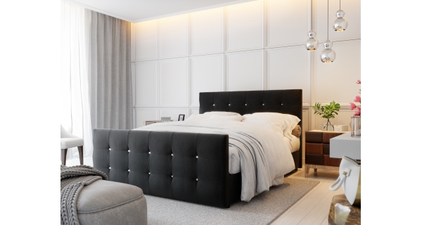 Čalouněná postel HOBIT 140x200 cm, černá