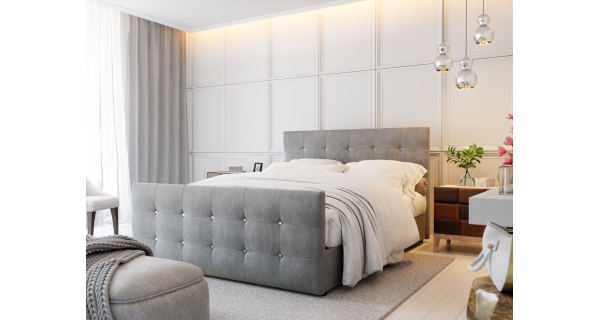 Čalouněná postel HOBIT 140x200 cm, světle šedá