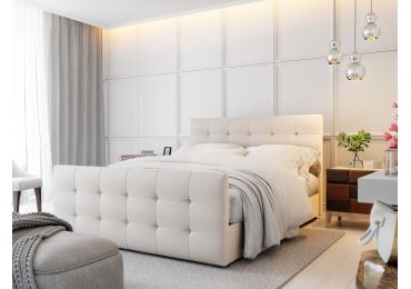 Čalouněná postel HOBIT MAD 140x200 cm, bílá