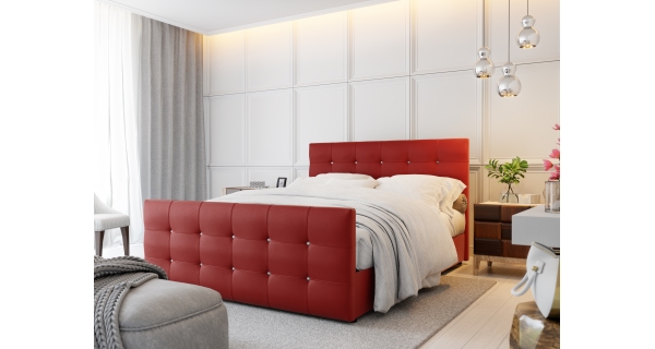 Čalouněná postel HOBIT MAD 140x200 cm, červená