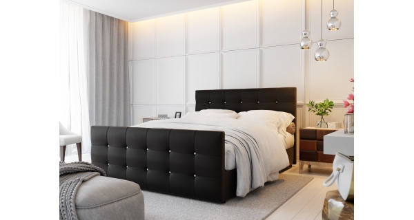Čalouněná postel HOBIT MAD 160x200 cm, černá