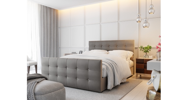 Čalouněná postel HOBIT MAD 160x200 cm, šedá