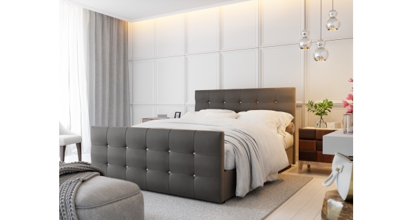 Čalouněná postel HOBIT MAD 160x200 cm, tmavě šedá