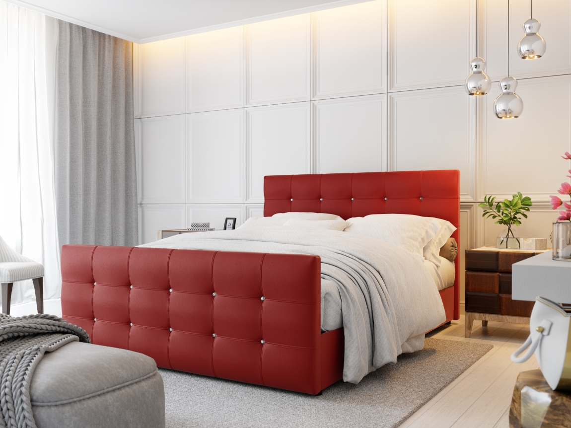 Čalouněná postel HOBIT MAD 160x200 cm, červená