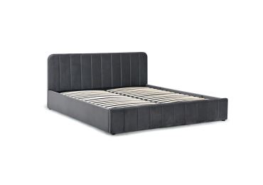 Čalouněná postel NENARI 180x200 cm s roštem a úložným prostorem, tmavě šedá