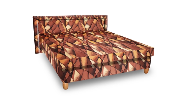 Čalouněná postel PIVET 140x200 cm, hnědožlutá látka