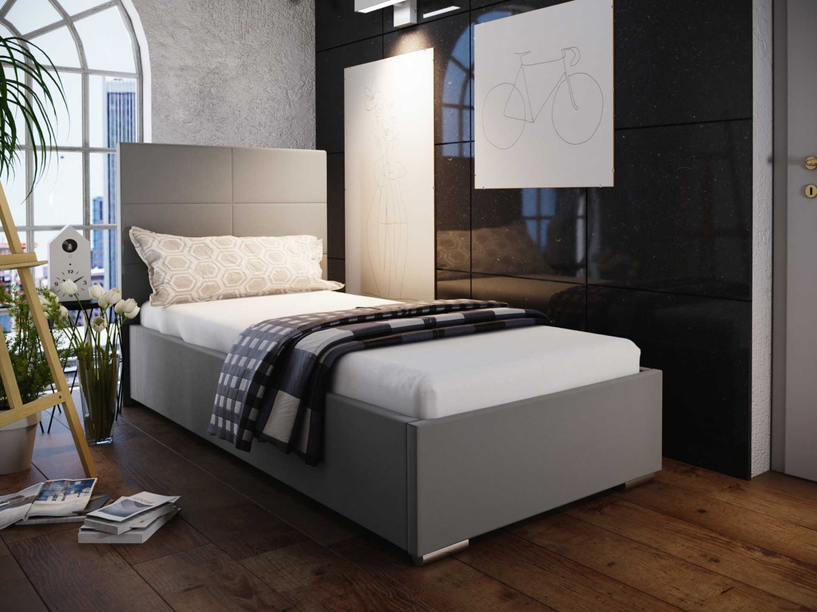 Čalouněná postel DANGELO 4 90x200 cm, šedá látka