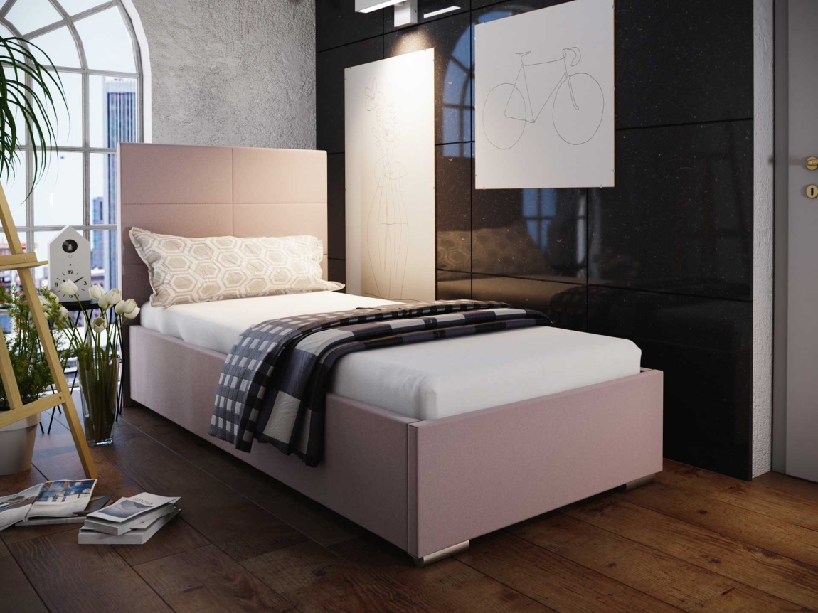 Levně Čalouněná postel DANGELO 4 90x200 cm, růžová látka