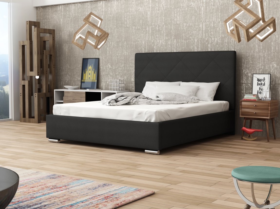 Čalouněná postel DANGELO 5 160x200 cm, černá látka