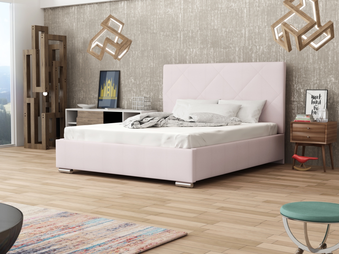 Čalouněná postel DANGELO 5 160x200 cm, růžová látka