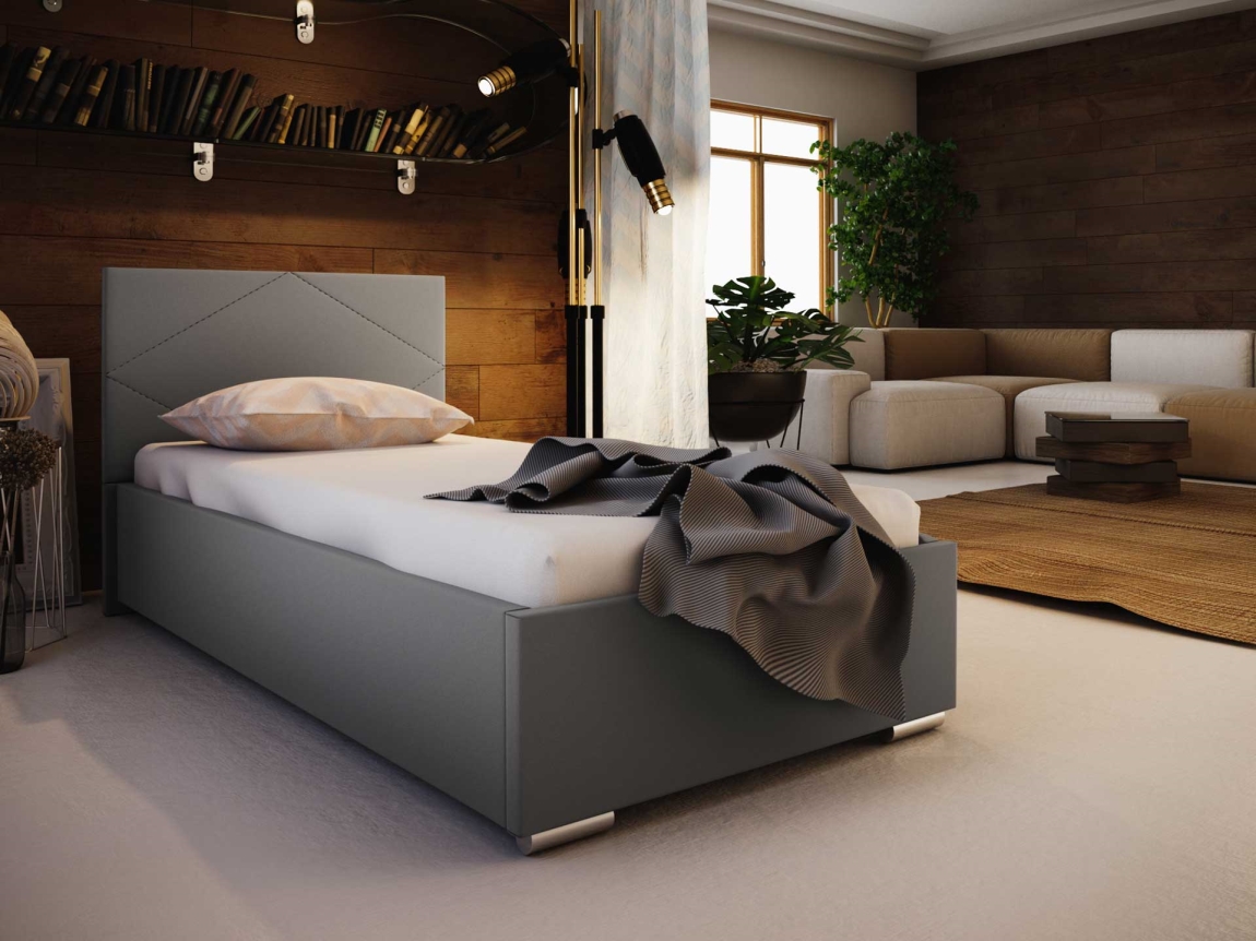 Čalouněná postel DANGELO 5 90x200 cm, šedá látka