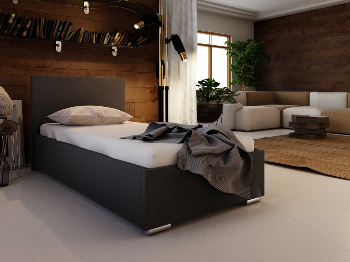 Čalouněná postel DANGELO 5 90x200 cm, černá látka