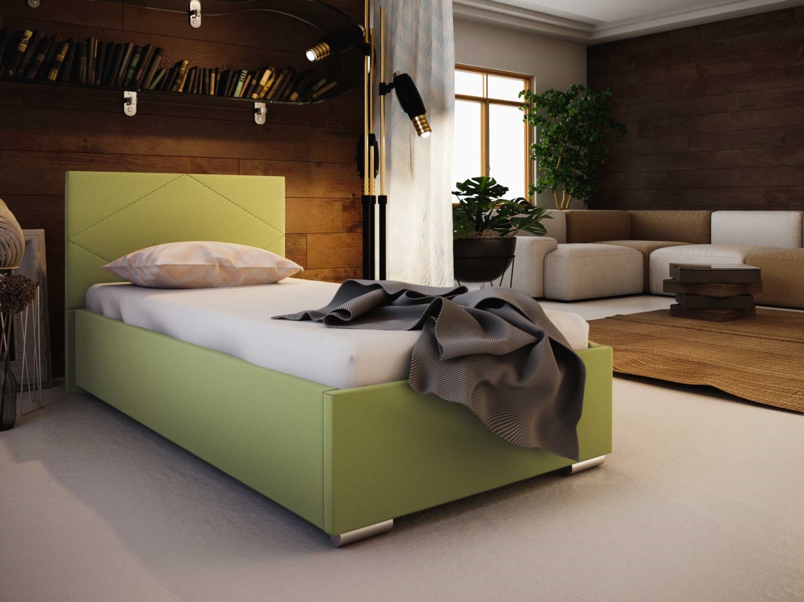 Čalouněná postel DANGELO 5 90x200 cm, zelená látka