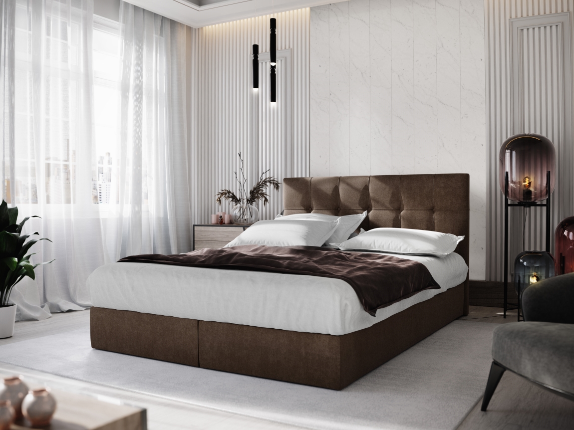 Levně Čalouněná postel GARETTI 140x200 cm, hnědá