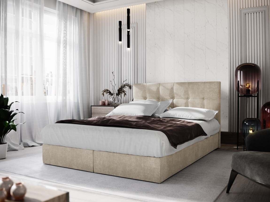 Čalouněná postel GARETTI 180x200 cm, krémová