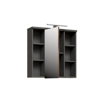 CANELU koupelnová horní skříňka se zrcadlem a osvětlením,tm.šedý beton/old-wood vintage,5 let záruka