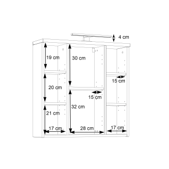 CANELU koupelnová horní skříňka se zrcadlem a osvětlením,tm.šedý beton/old-wood vintage,5 let záruka