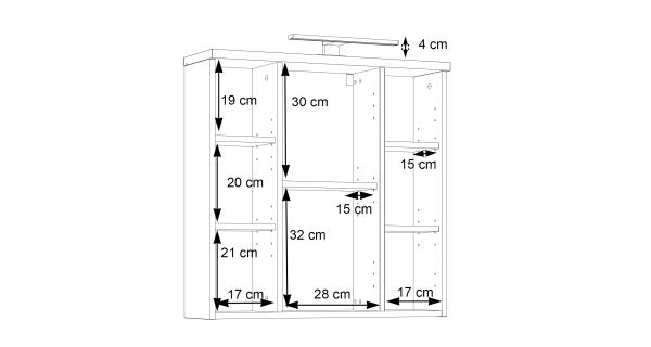 CANELU koupelnová horní skříňka se zrcadlem a osvětlením,tm.šedý beton/old-wood vintage,5 let záruka