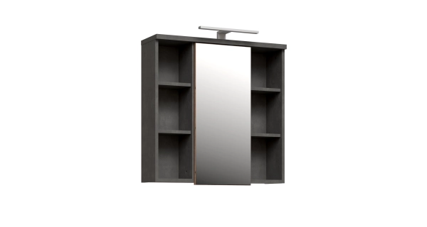 CANELU koupelnová horní skříňka se zrcadlem a osvětlením,tm.šedý beton/old-wood vintage,5 let záruka