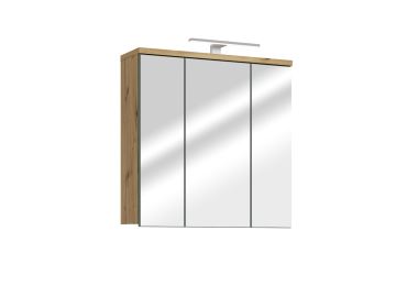 CANELU koupelnová horní skříňka se zrcadly a osvětlením, dub artisan/šalvěj, 5 let záruka