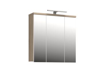 CANELU koupelnová horní skříňka se zrcadly a osvětlením, dub sonoma/bílý lesk, 5 let záruka